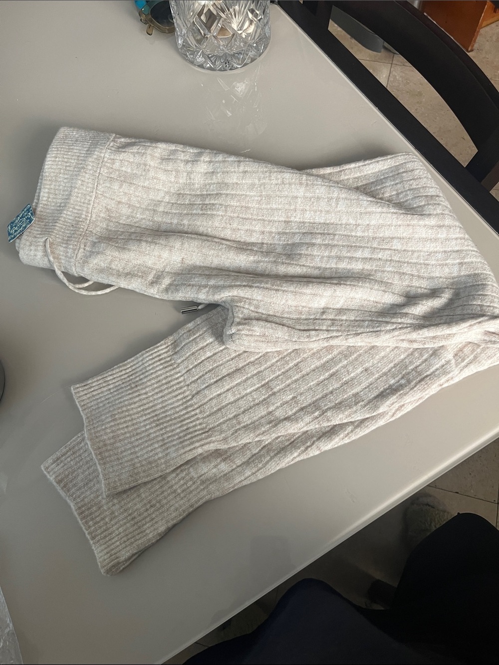 Free People women Ribbed Cream Joggers